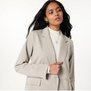 NWT The Drop Liza Relaxed Double Breasted Blazer, Heather Cream, Size S